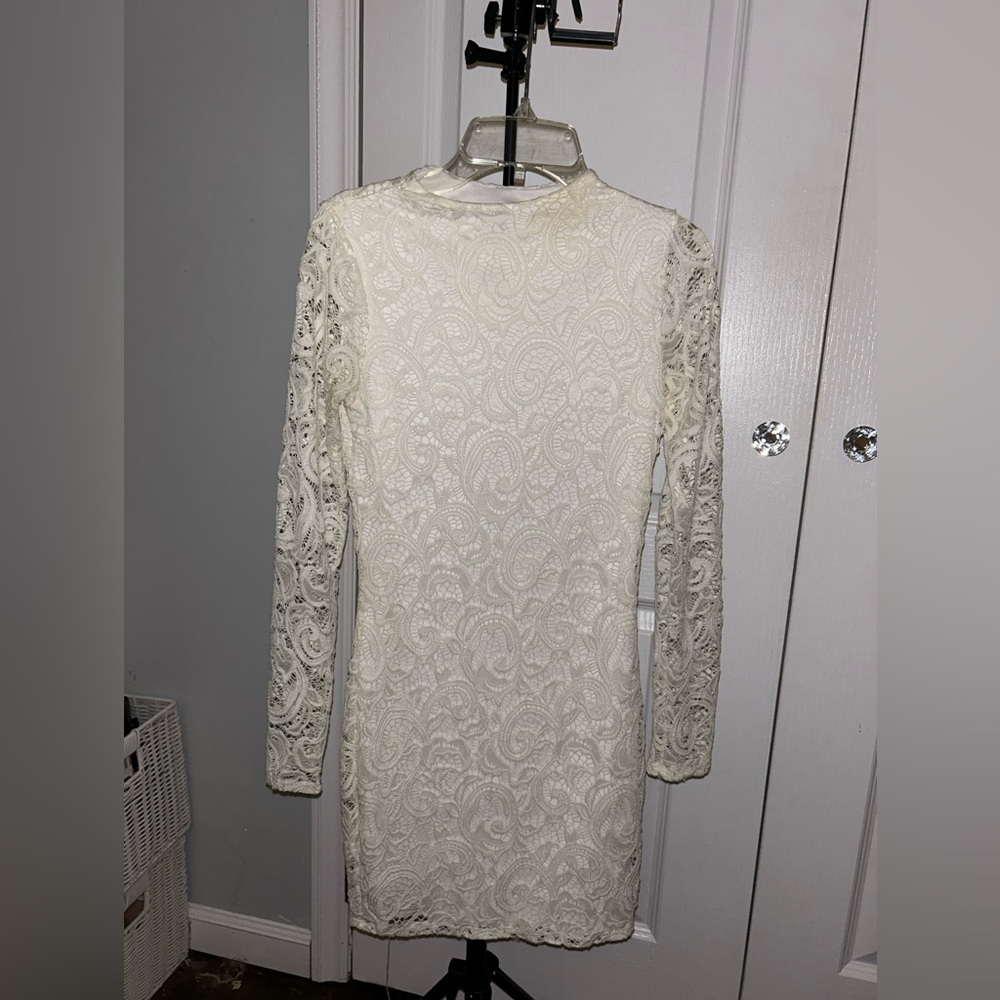 Long Sleeve White Lace Dress